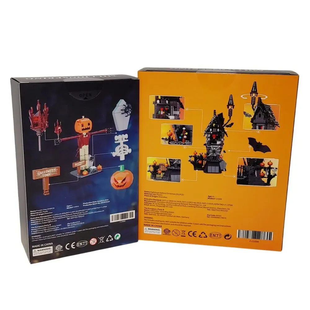 Horror Halloween Pumpkin King Night & Before Christmas 2 Box Building Set Toys